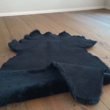 Double Face Suede Sheepskin Hide 20mm Wool Length – Black