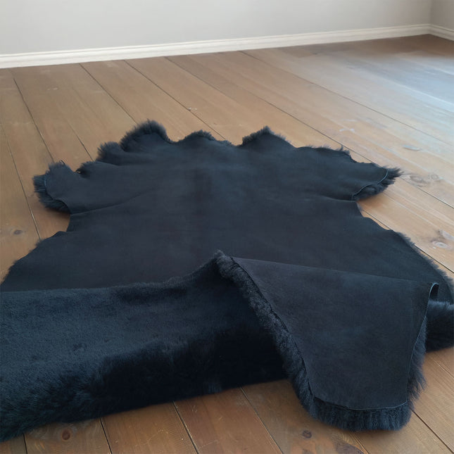 Double Face Suede Sheepskin Hide 20mm Wool Length – Black