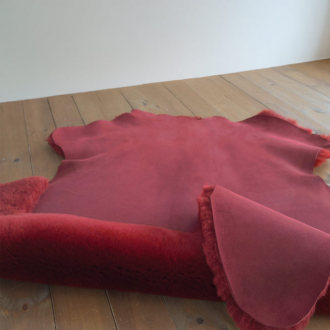 Double Face Suede Sheepskin Hide 20mm Wool Length – Bordeaux