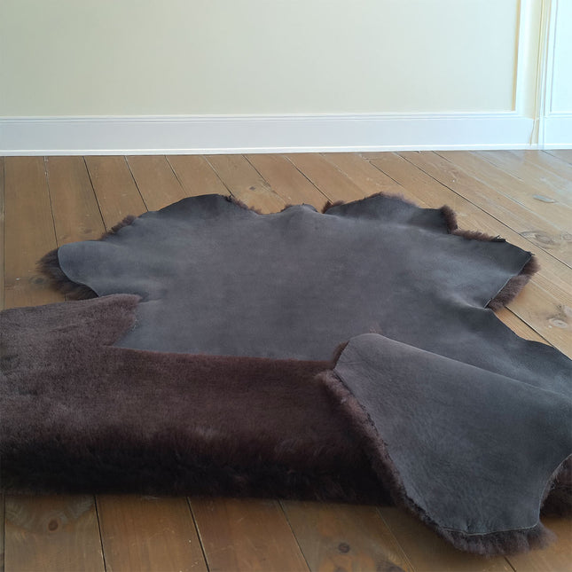 Double Face Suede Sheepskin Hide 20mm Wool Length – Brown
