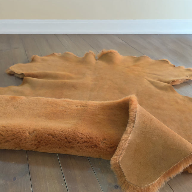 Double Face Suede Sheepskin Hide 20mm Wool Length – Terracotta